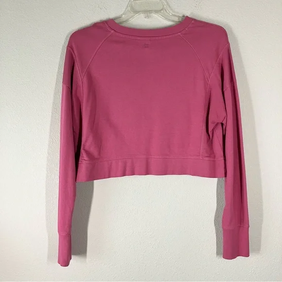 SWEATY BETTY Cropped Sweatshirt 12 Organic Cotton Athleisure Loungewear Gym Pink - Picture 10 of 12
